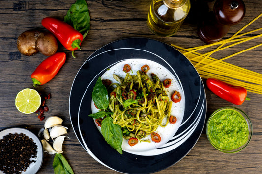 Pasta with pesto sauce